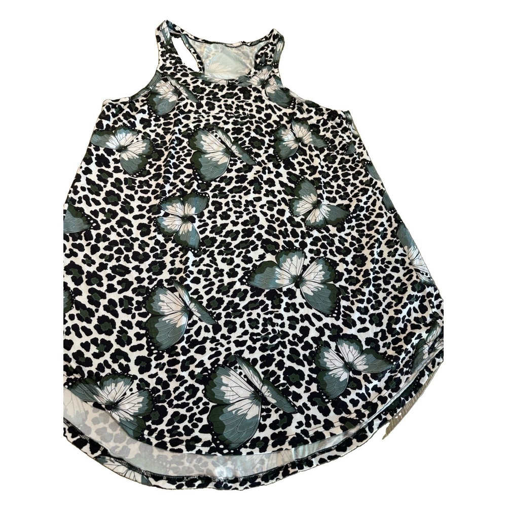 Womens 2XL Sleeveless Top Leopard Butterfly Print Tank Blouse Plus